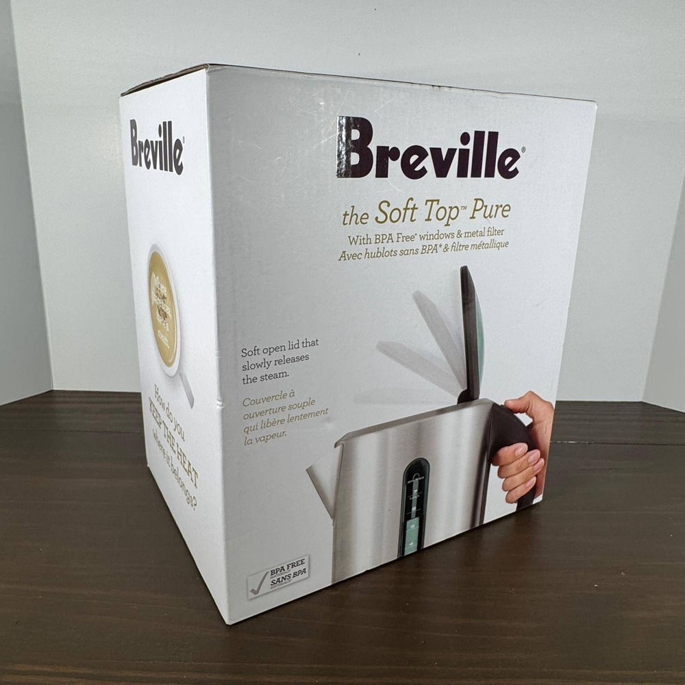 Breville Soft Top Pure Electric Kettle BKE700BSS 1.7L Stainless Steel 1500W New